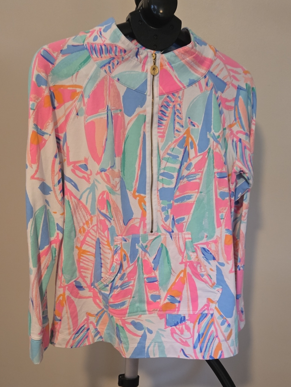 Lilly Pulitzer Pastel Pink & Blue Tropical Half-Zip